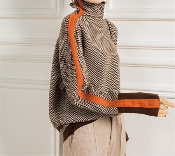 Eleanor | Col Roulé Luxe en Chevron