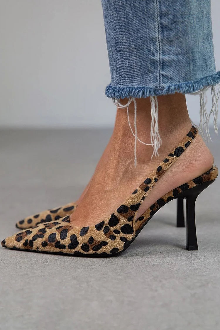 Ambra™ | Talons Imprimé Léopard avec Bride Arrière