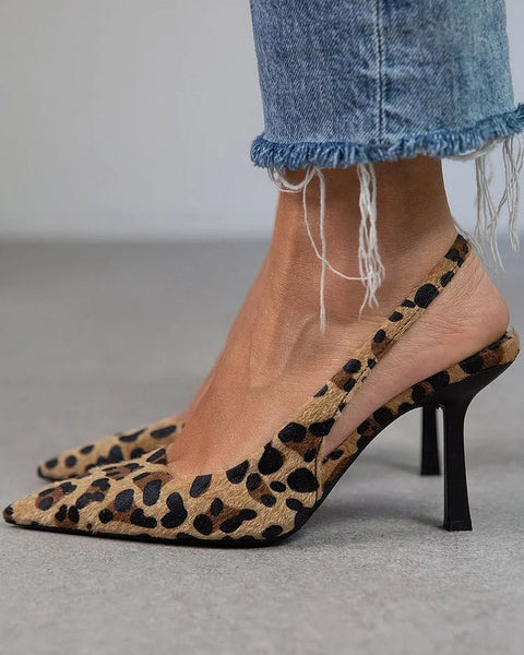 Ambra™ | Talons Imprimé Léopard avec Bride Arrière