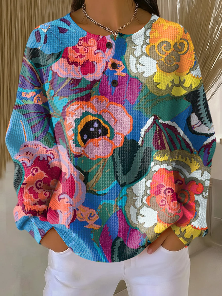 Ida™ - Pull avec de Grandes Fleurs Colorées