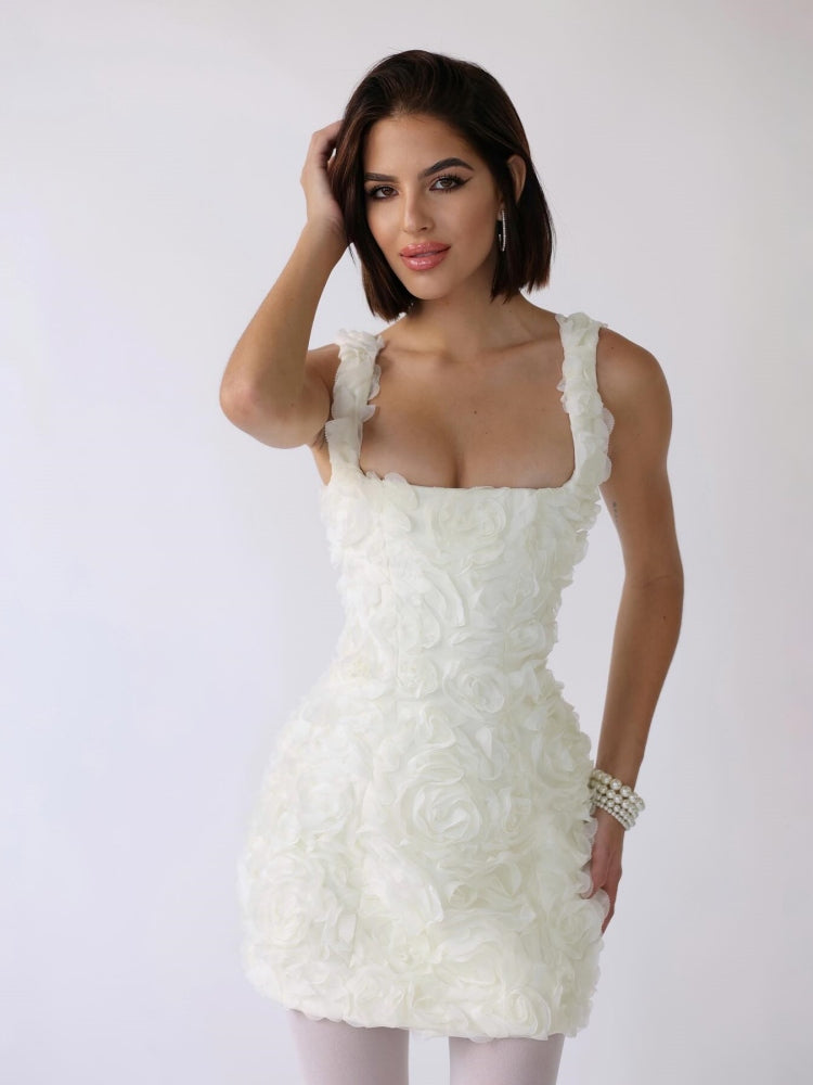 Robe Mini Corset Étreinte Fleurie