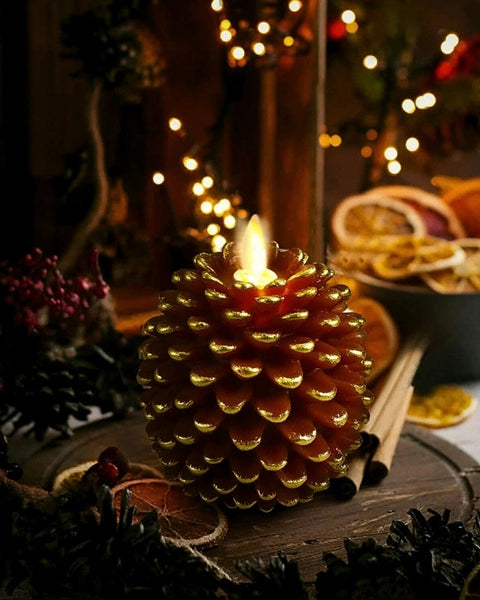 EverGlow Pinecone Candles (Set of 2) – Flameless LED Warm Glow
