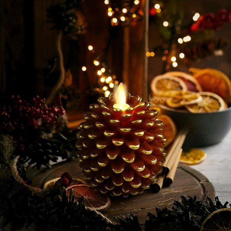 EverGlow Pinecone Candles (Set of 2) – Flameless LED Warm Glow