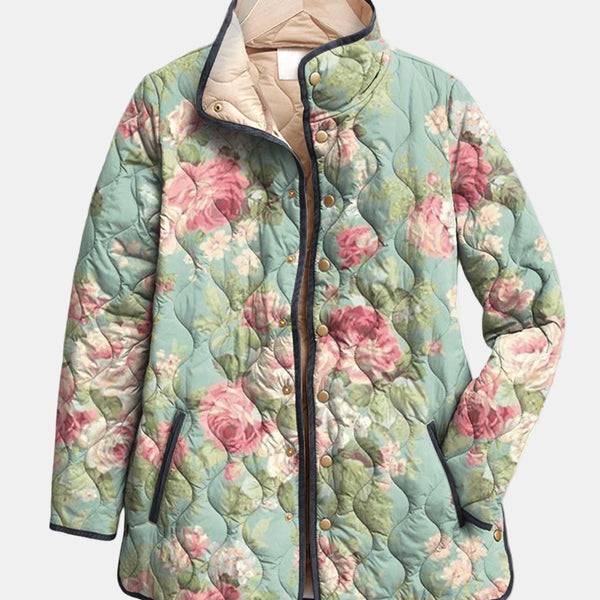 Carys | Veste Matelassée à Motif Floral Rétro