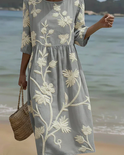 Ashley | Plant & Flower Print Midi Dress