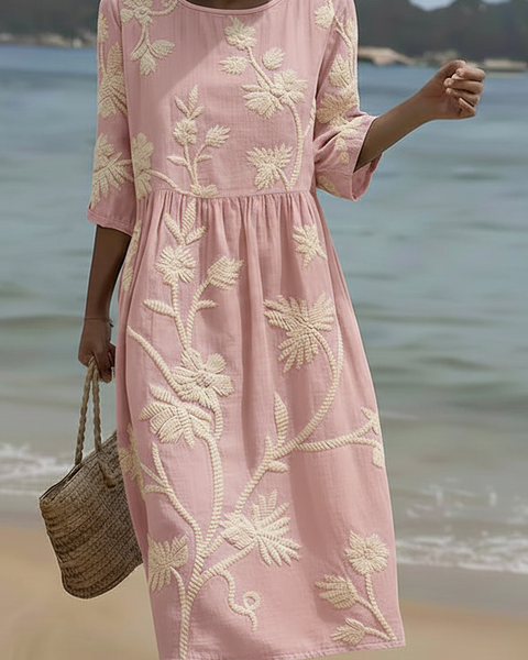 Phoebe | Plant & Flower Print Midi Dress