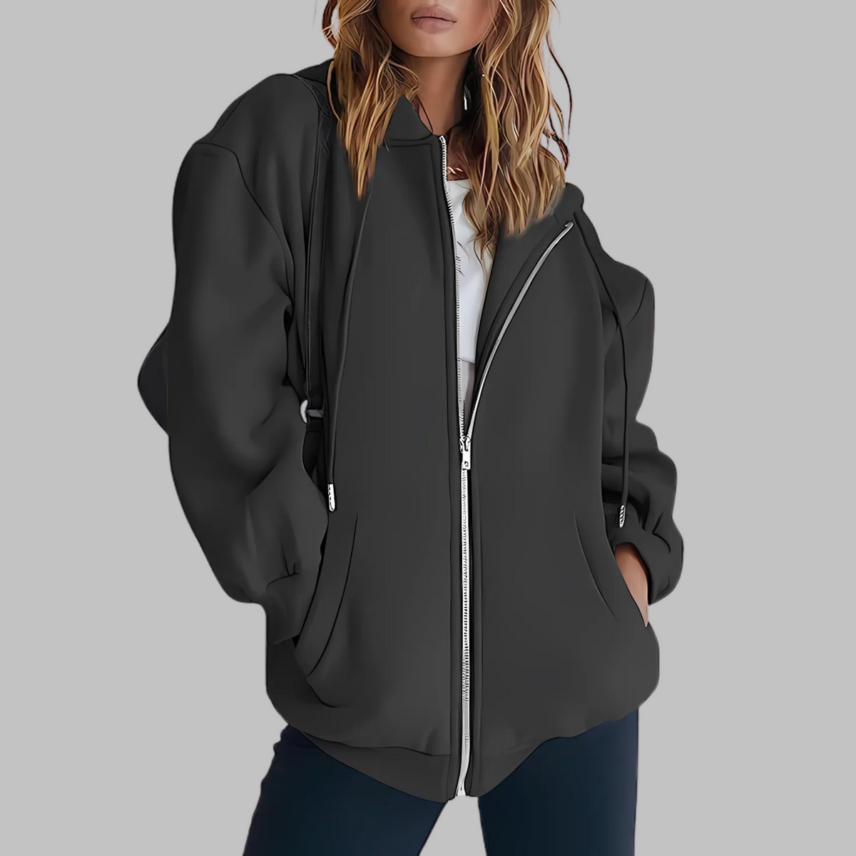LILMA™ - Veste à Capuche Oversized avec Fermeture Éclair