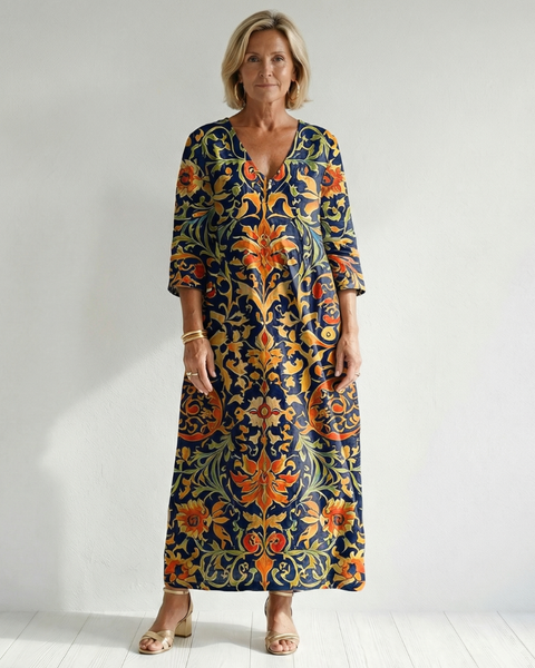 Elise | Clean Ornate Floral Midi Dress