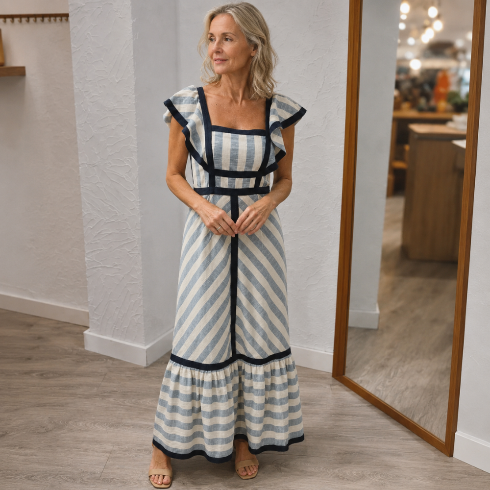 Dianne | Retro Striped Maxi Dress