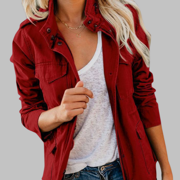 OLGA™ - Veste Militaire Vintage avec Fermeture Éclair et Boutons