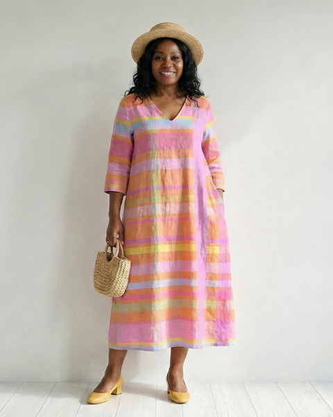 Tessa | Easy Drape Stripe Midi Dress