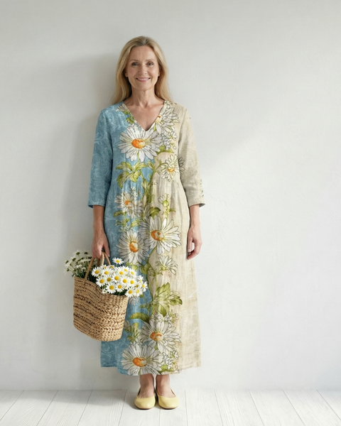Elliot | Light Daisy Midi Dress