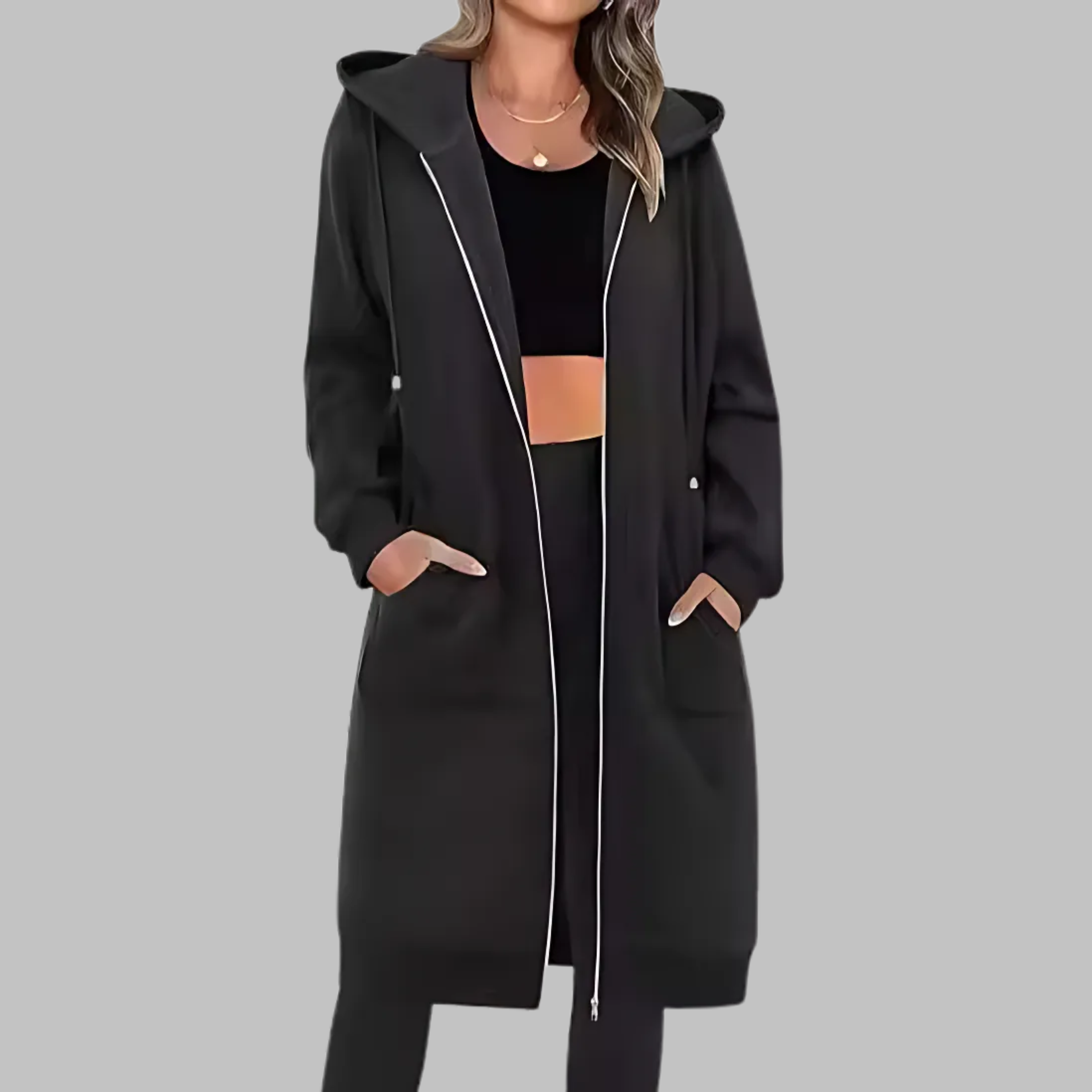 TIOMARA™ - Veste Longue Oversized à Zip Décontractée