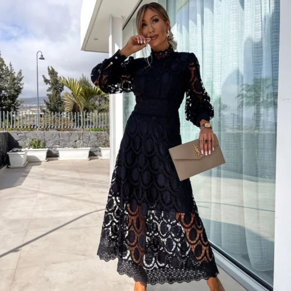 Sylvette | Lace Midi Dress – Effortless Elegance, Everyday Comfort
