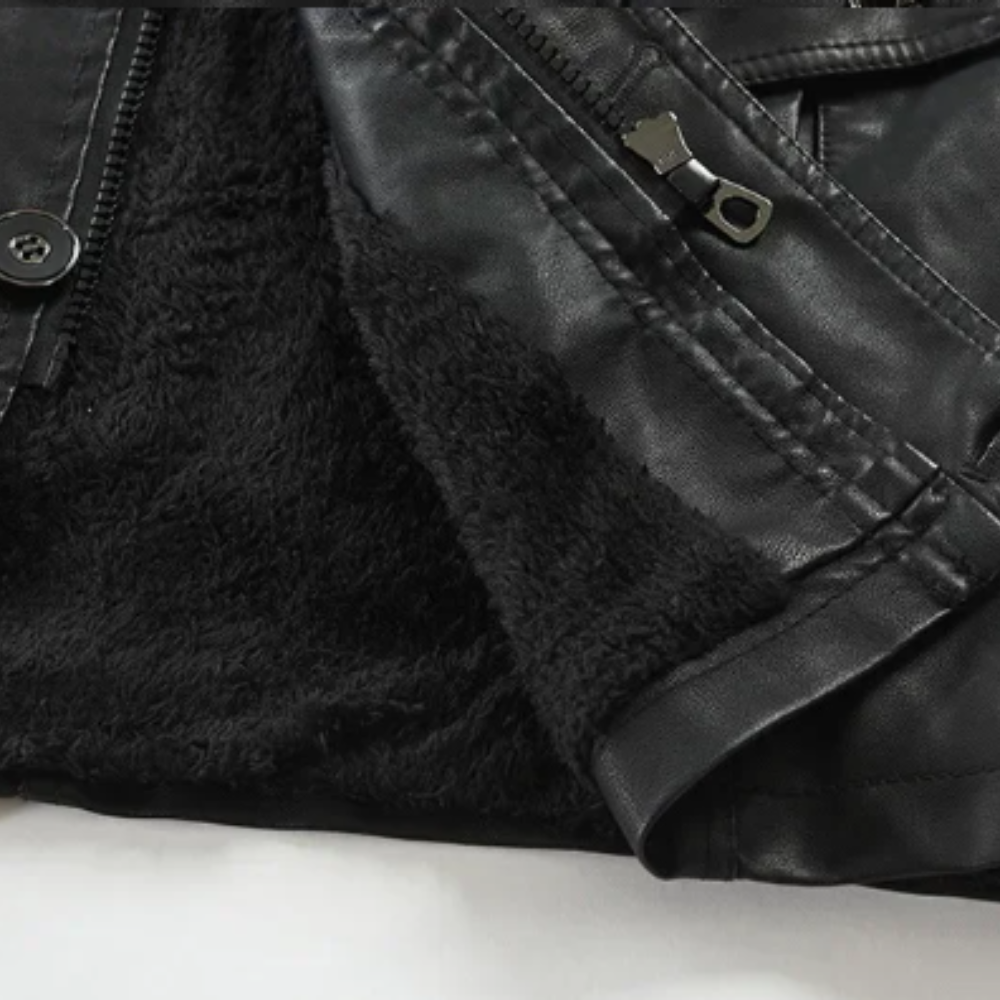 Veste de motard en cuir longue et élégante
