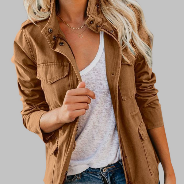 RHODA™ - Veste militaire vintage à zip et boutons