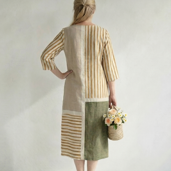 Soren | Light Mixed Stripe Midi Dress