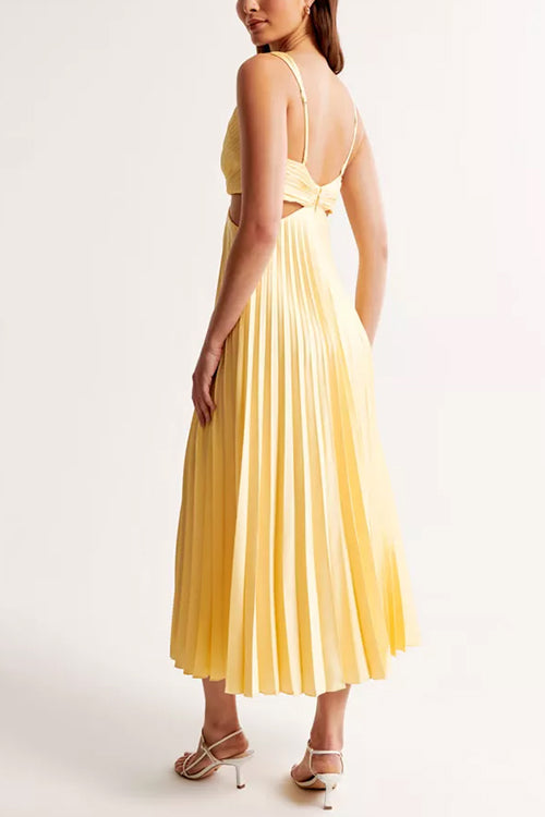 EVA™ | Robe Maxi Plissée Sans Manches avec Taille Découpée