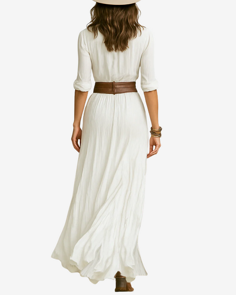 Robe fluide maxi ceinturée Eve™