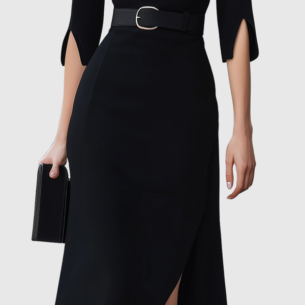 Blythewyn™ | Classic Black Midi Dress