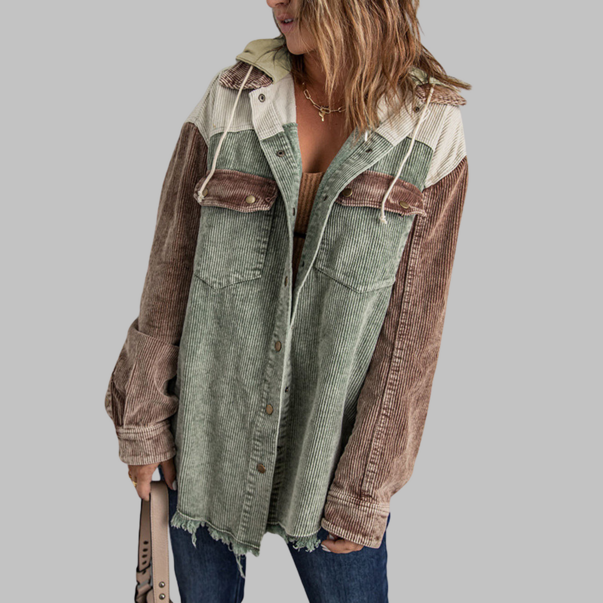 DABRINA™ - Veste à Capuche Classique à Boutons Longs