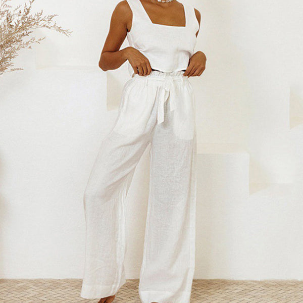 Milena - Ensemble Haut Minimaliste et Pantalon Large