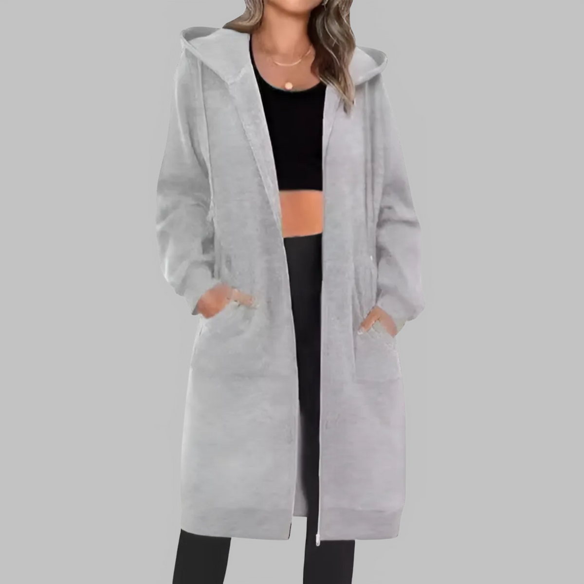 TIOMARA™ - Veste Longue Oversized à Zip Décontractée
