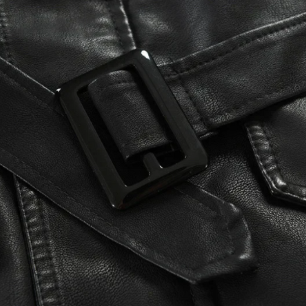 Veste de Moto Longue en Cuir Élégante
