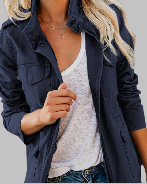 OLGA™ - Veste Militaire Vintage avec Fermeture Éclair et Boutons
