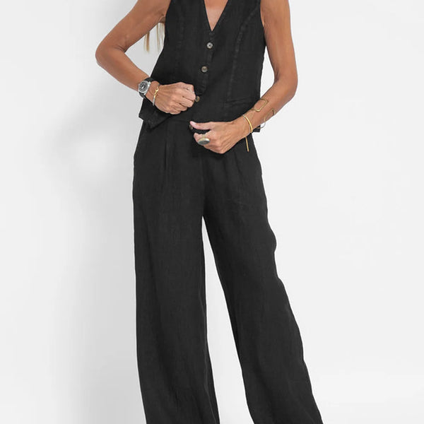 Aira - Ensemble Gilet Boutonné & Pantalon Large