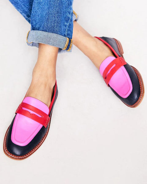 Lunessa | Mocassins noirs avec accent coloré