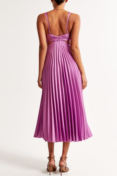 EVA™ | Robe Maxi Plissée Sans Manches avec Taille Découpée