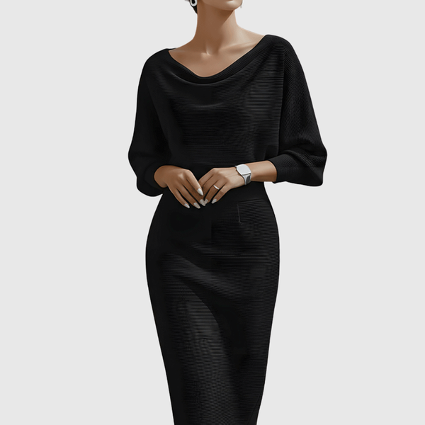 Ismeria™ | White Midi Dress with Batwing Sleeves