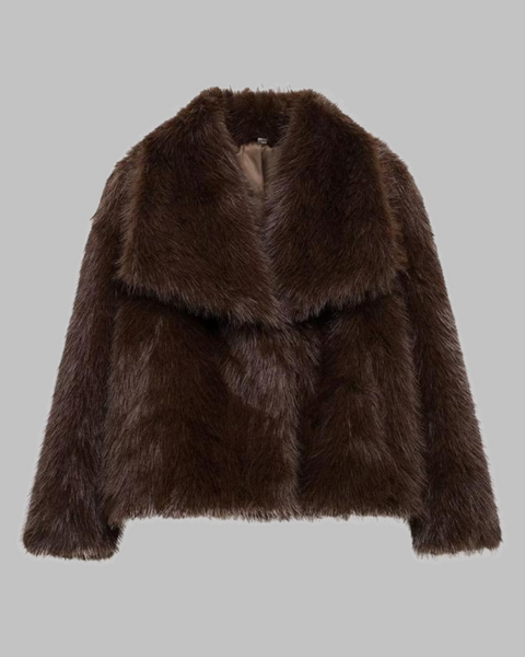 WEENA™ - Manteau en Fausse Fourrure Classique à Manches Longues avec Col