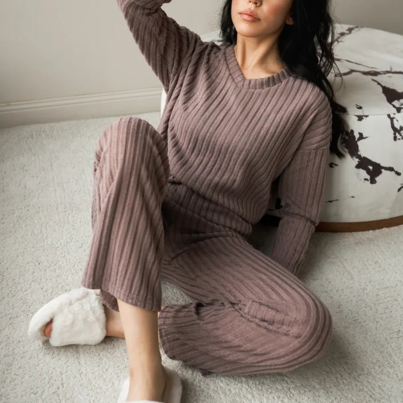Theresa | Ensemble de détente en tricot côtelé