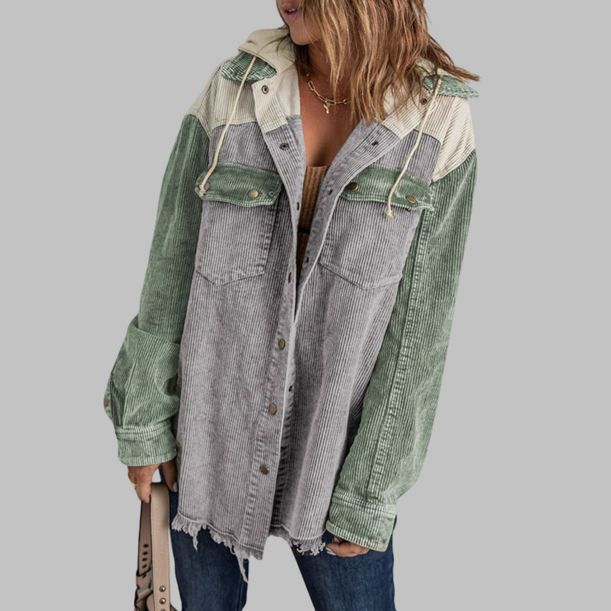 DABRINA™ - Veste à Capuche Classique à Boutons Longs