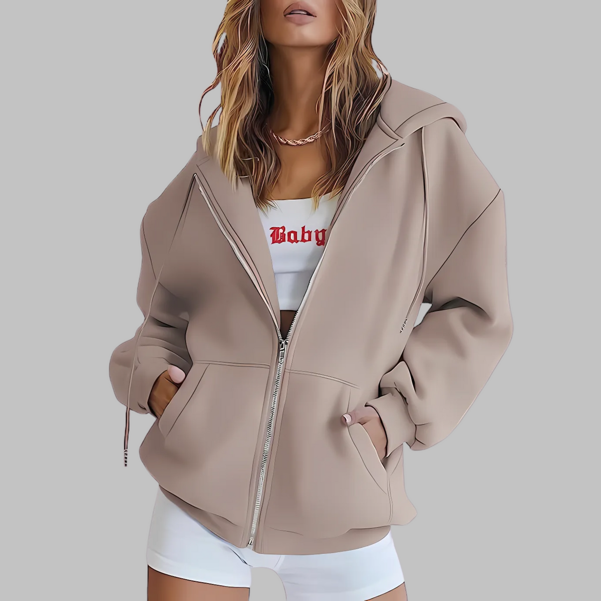 LILMA™ - Veste à Capuche Oversized avec Fermeture Éclair