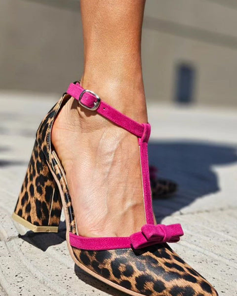 Leontina | Sandales à Imprimé Léopard Vert avec Accent Coloré
