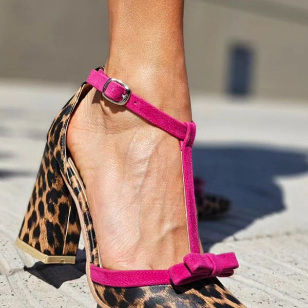 Leontina | Sandales à Imprimé Léopard Vert avec Accent Coloré
