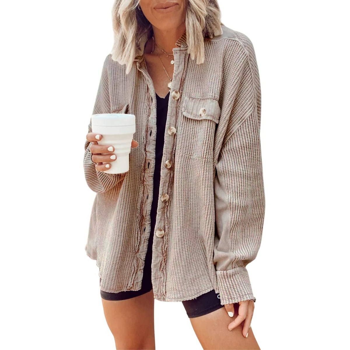 JASLENE™ – Veste à Boutons Longue Manche Confortable