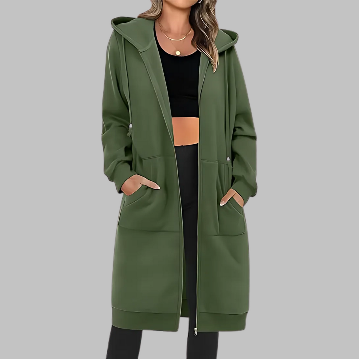 TIOMARA™ - Veste Longue Oversized à Zip Décontractée