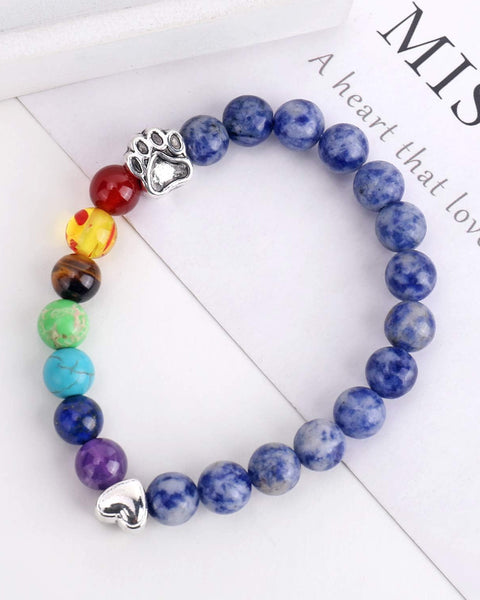 Rainbow Bridge Memorial Bracelet – 7 Chakra Bead Gift for Pet Loss