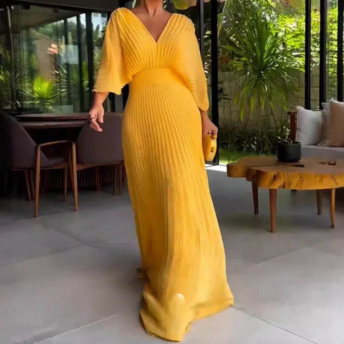 Greta | Flow Pleated Maxi Dress – Where Ease Meets Elegance