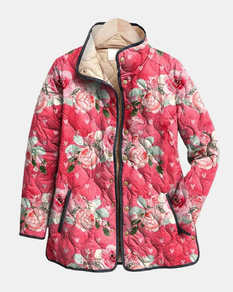 Freya | Charmante Veste Matelassée à Imprimé Floral Rose