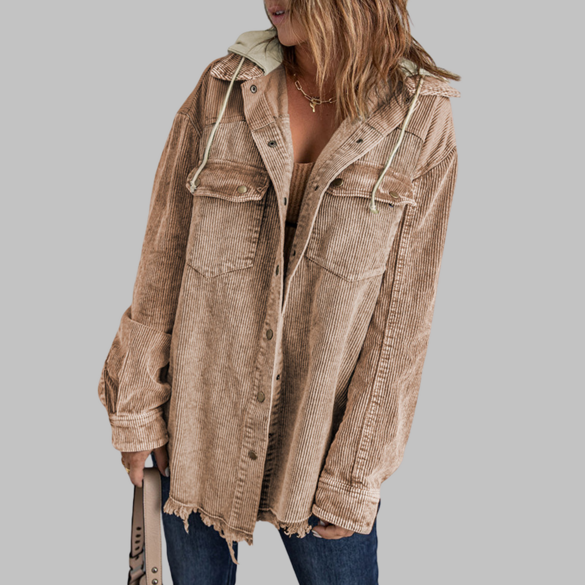 DABRINA™ - Veste à Capuche Classique à Boutons Longs