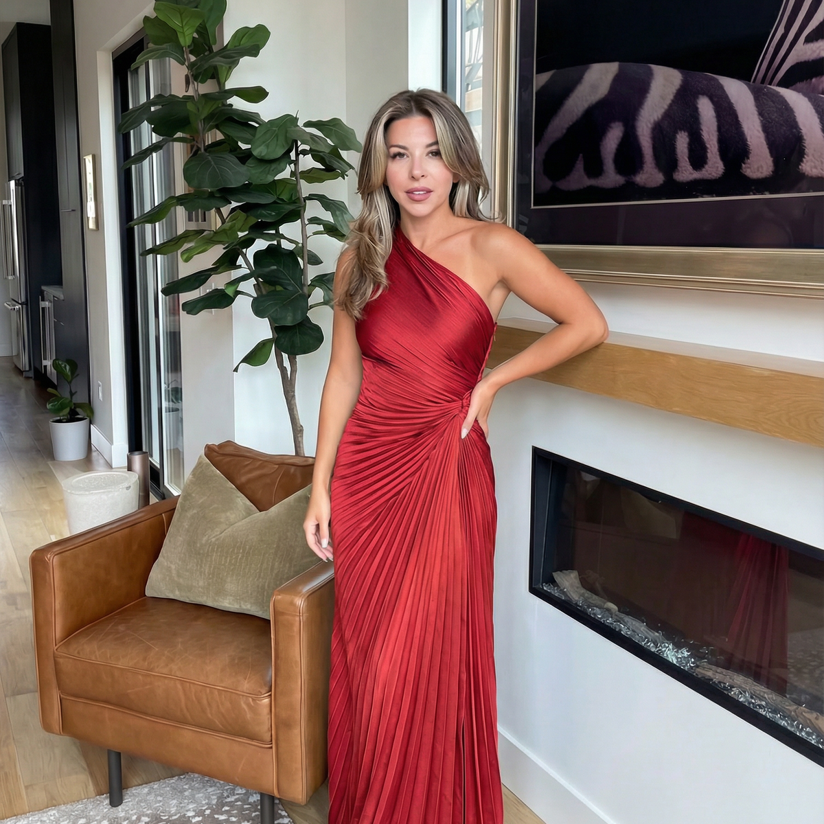 Aurelia – One-Shoulder Pleated Dress