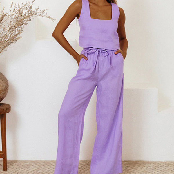 Milena - Ensemble Haut Minimaliste et Pantalon Large