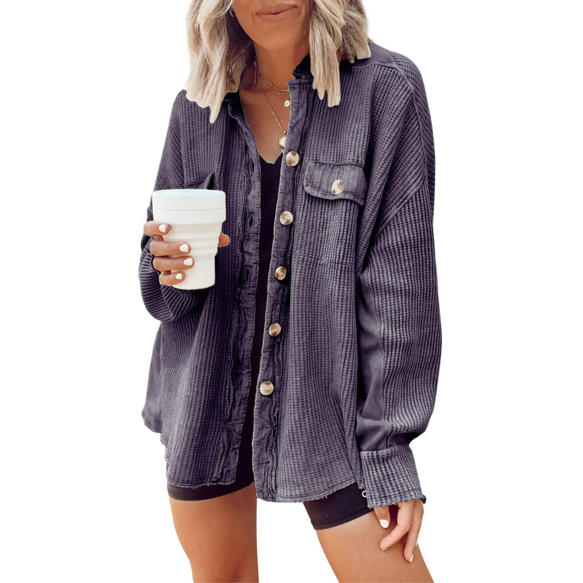 JASLENE™ – Veste à Boutons Longue Manche Confortable