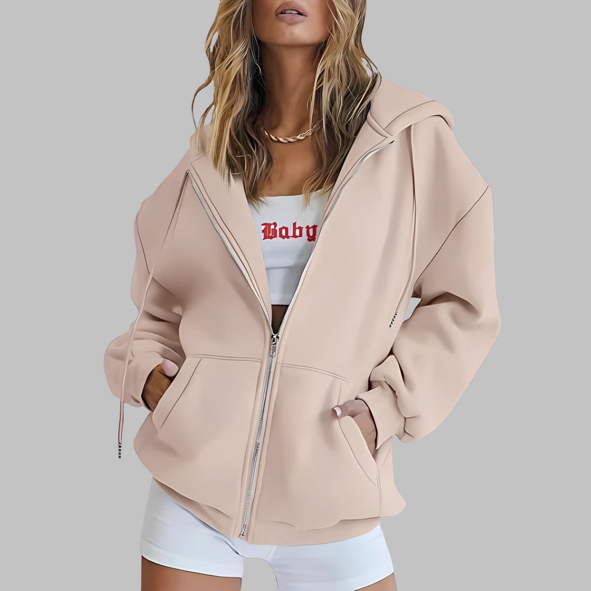 LILMA™ - Veste à Capuche Oversized avec Fermeture Éclair