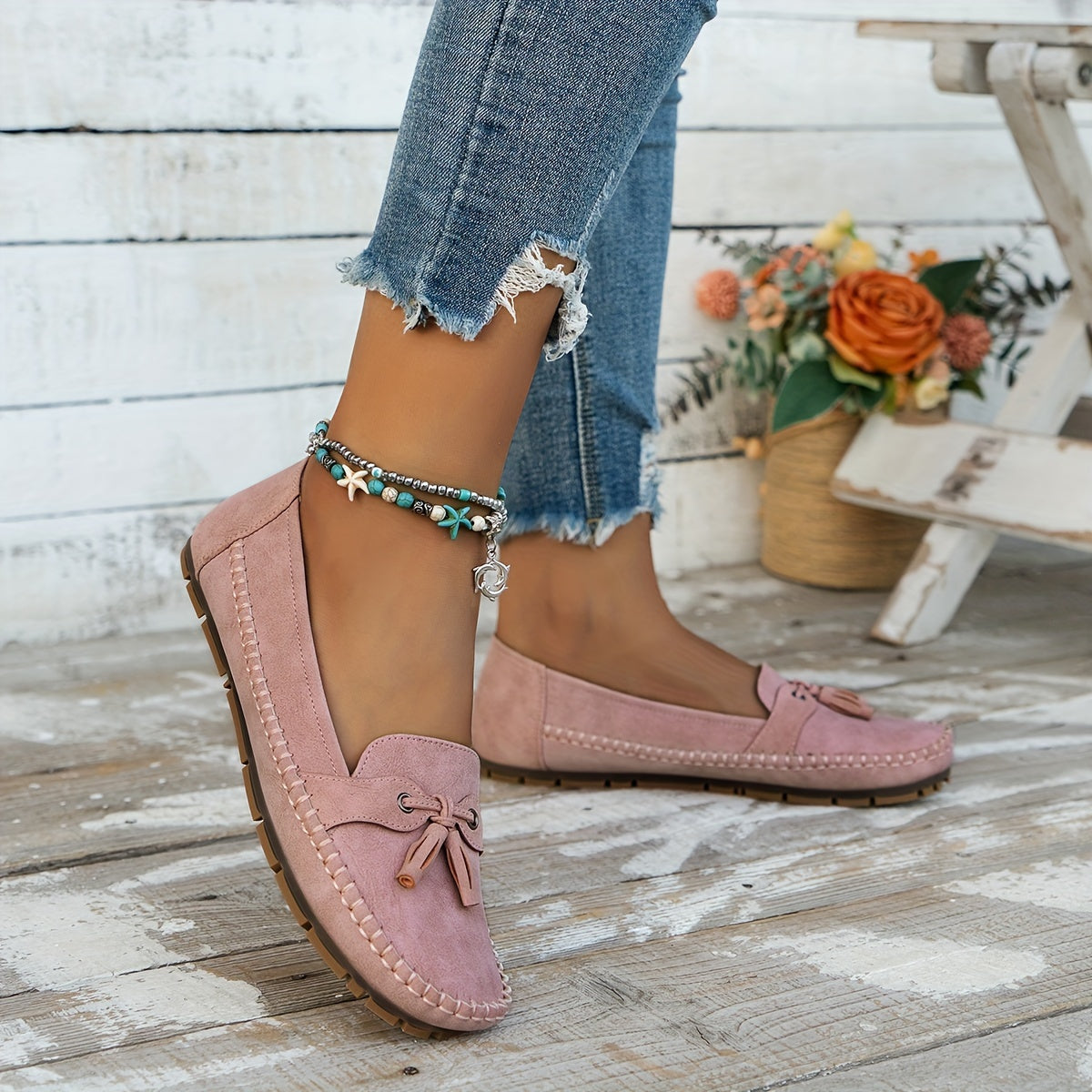 Nadine - Classic Loafers with Fringe Detail